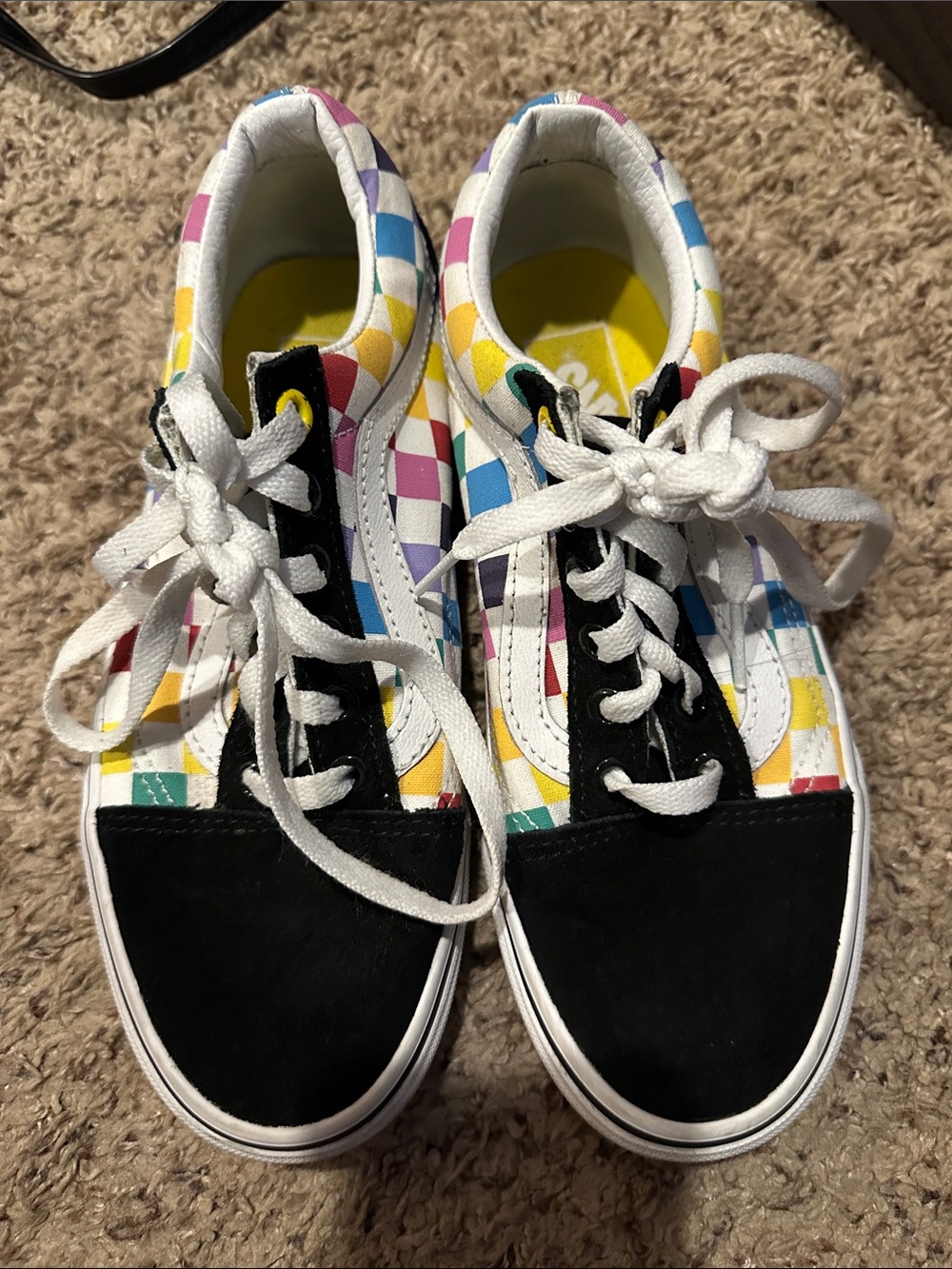 Checkerboard Lace-Up Sneakers in Multi-Color